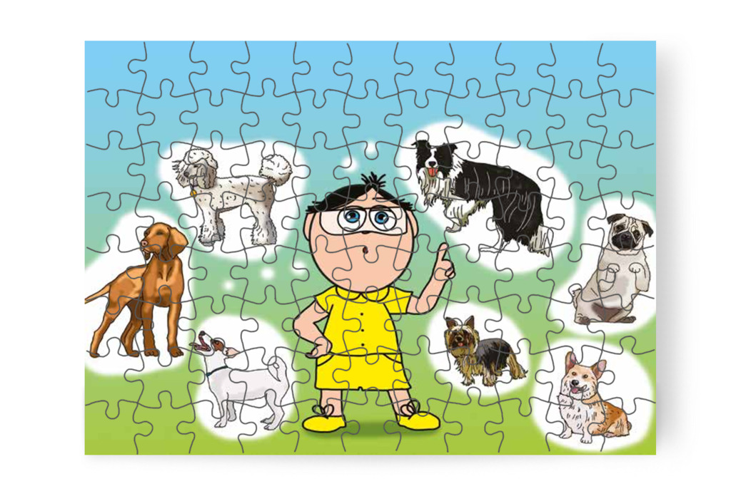 Tamás másképp látja a kutyákat – Tamás és a kutyusok puzzle, 88 darab [TC21-19-P88]