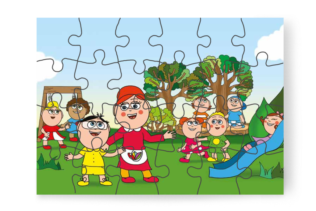 Óvónéni az óvatos közeledésről beszél – Tamás és a kutyusok puzzle, 24 darab [TC21-20-P24]