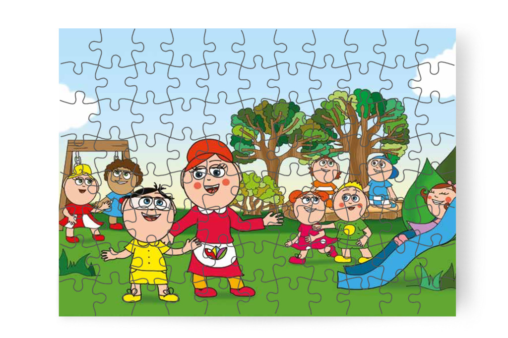 Óvónéni az óvatos közeledésről beszél – Tamás és a kutyusok puzzle, 88 darab [TC21-20-P88]