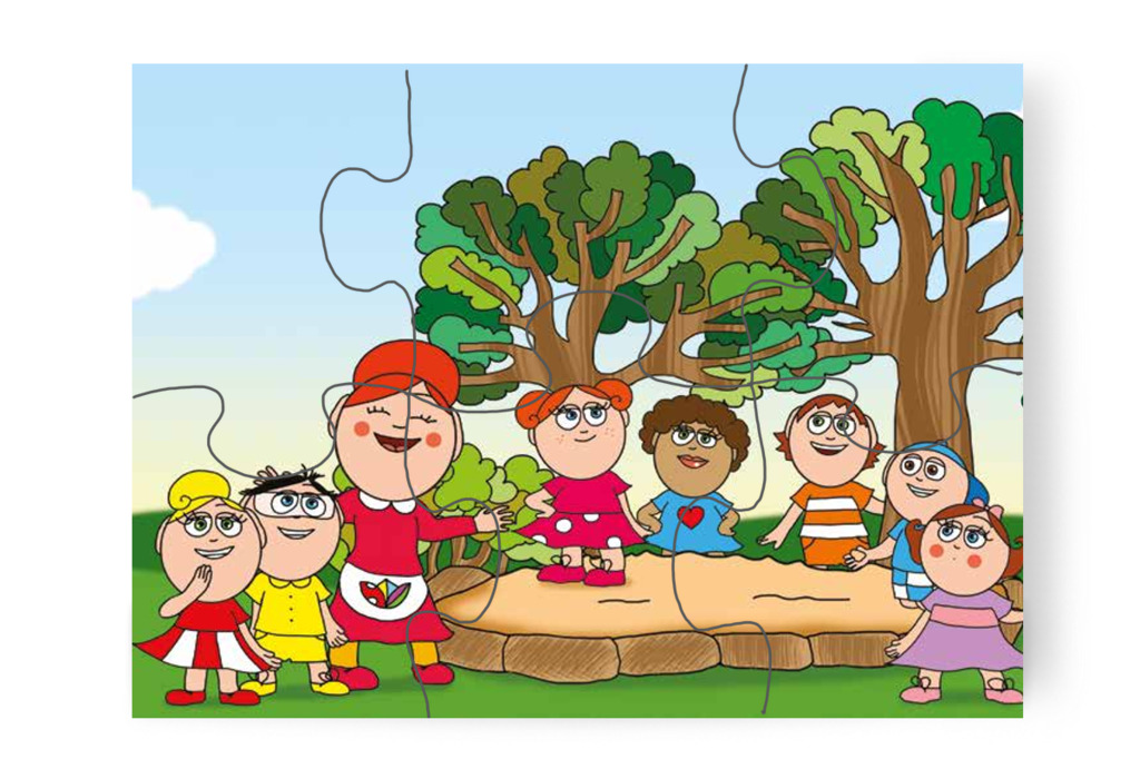 A gyerekek homokkutyust építenek – Tamás és a kutyusok puzzle, 6 darab [TC21-21-P06]