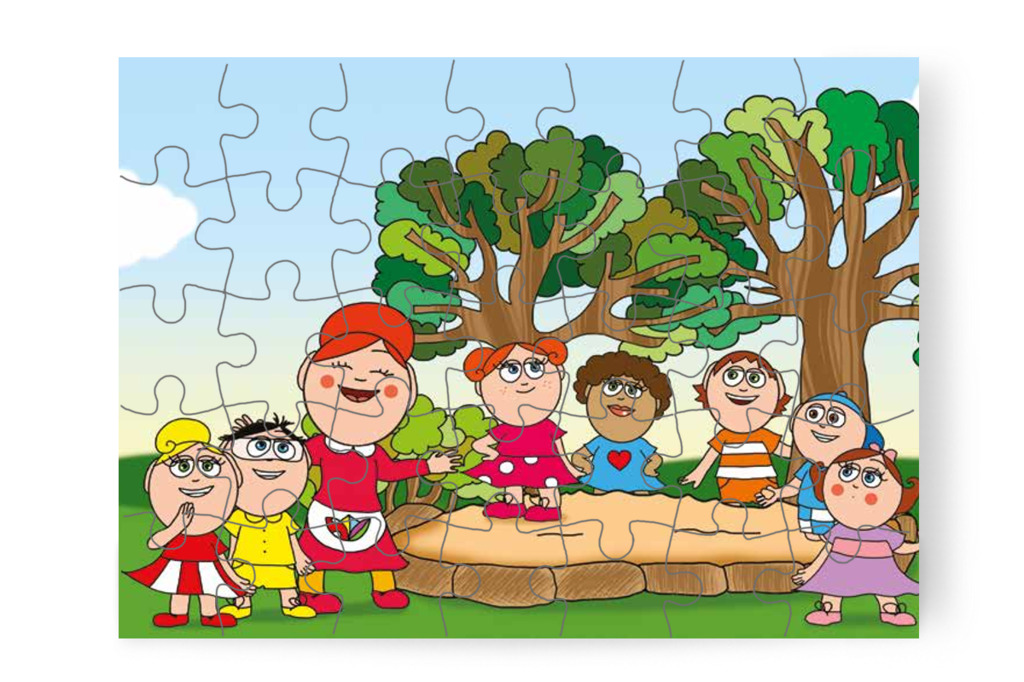 A gyerekek homokkutyust építenek – Tamás és a kutyusok puzzle, 35 darab [TC21-21-P35]