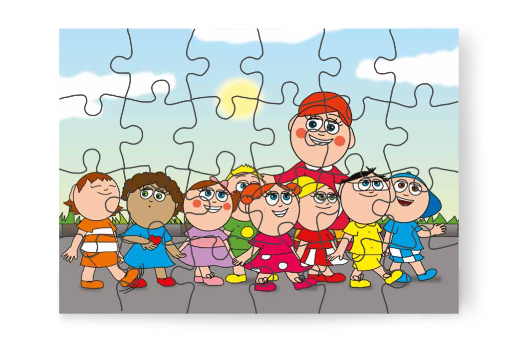 A gyerekek elindulnak a park felé – Klára és a hangos autó puzzle, 24 darab [TC22-03-P24]
