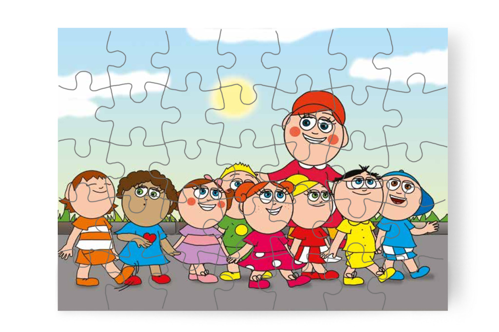 A gyerekek elindulnak a park felé – Klára és a hangos autó puzzle, 35 darab [TC22-03-P35]