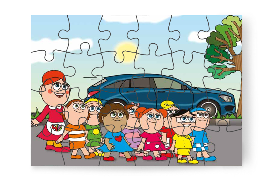Párban sétálnak az utcán – Klára és a hangos autó puzzle, 24 darab [TC22-04-P24]
