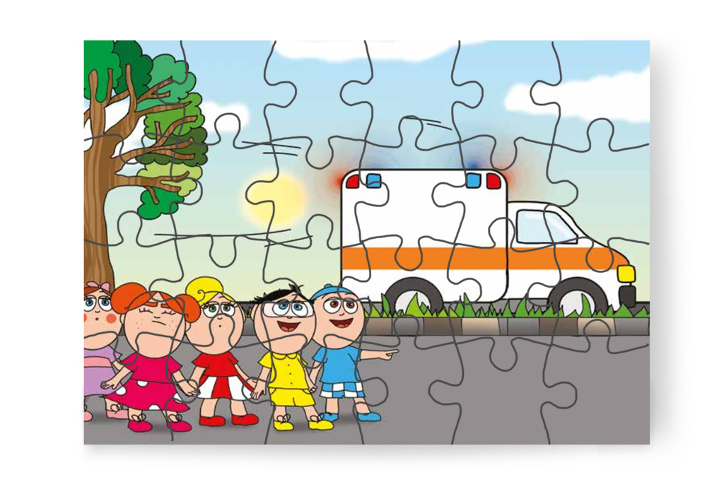 A mentő szirénája megijeszti Klárát – Klára és a hangos autó puzzle, 24 darab [TC22-05-P24]