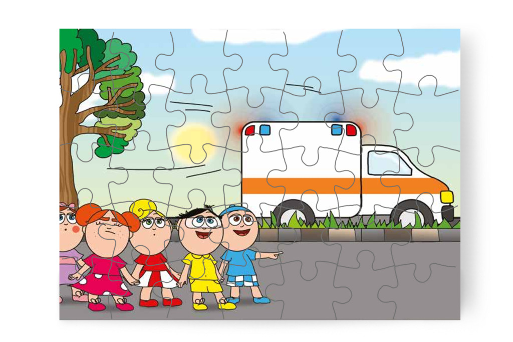 A mentő szirénája megijeszti Klárát – Klára és a hangos autó puzzle, 35 darab [TC22-05-P35]