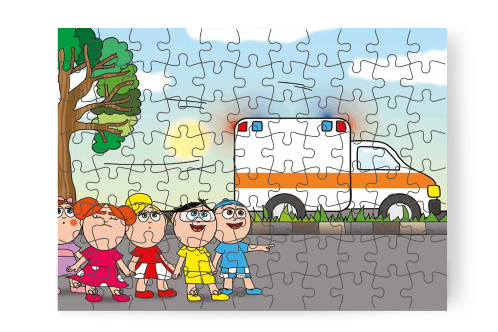 A mentő szirénája megijeszti Klárát – Klára és a hangos autó puzzle, 88 darab [TC22-05-P88]