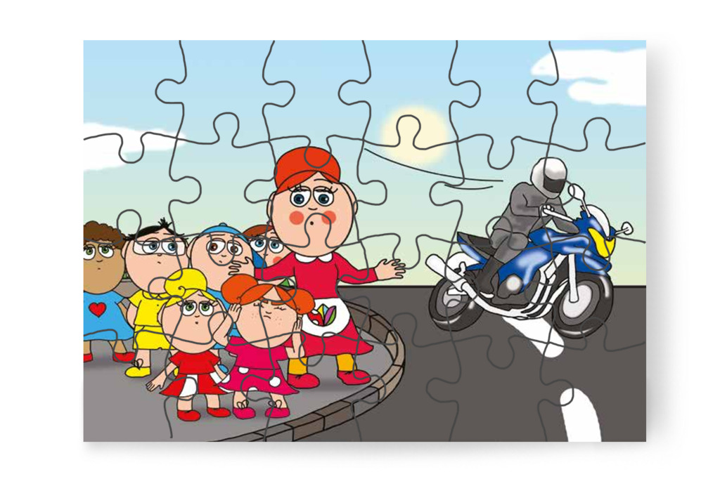 Klára befogja a fülét a motor miatt – Klára és a hangos autó puzzle, 24 darab [TC22-07-P24]