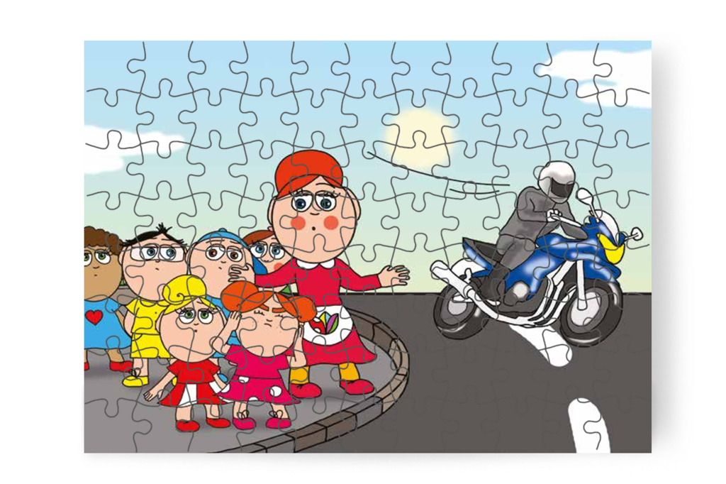 Klára befogja a fülét a motor miatt – Klára és a hangos autó puzzle, 88 darab [TC22-07-P88]