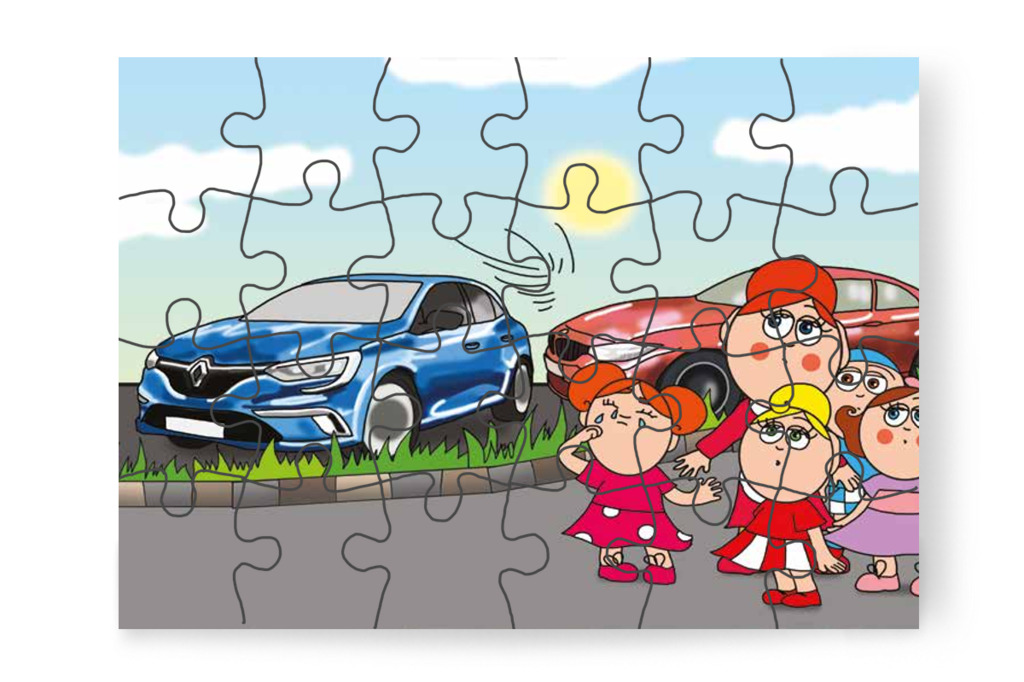 Egy autóduda után Klára sírva fakad – Klára és a hangos autó puzzle, 24 darab [TC22-08-P24]