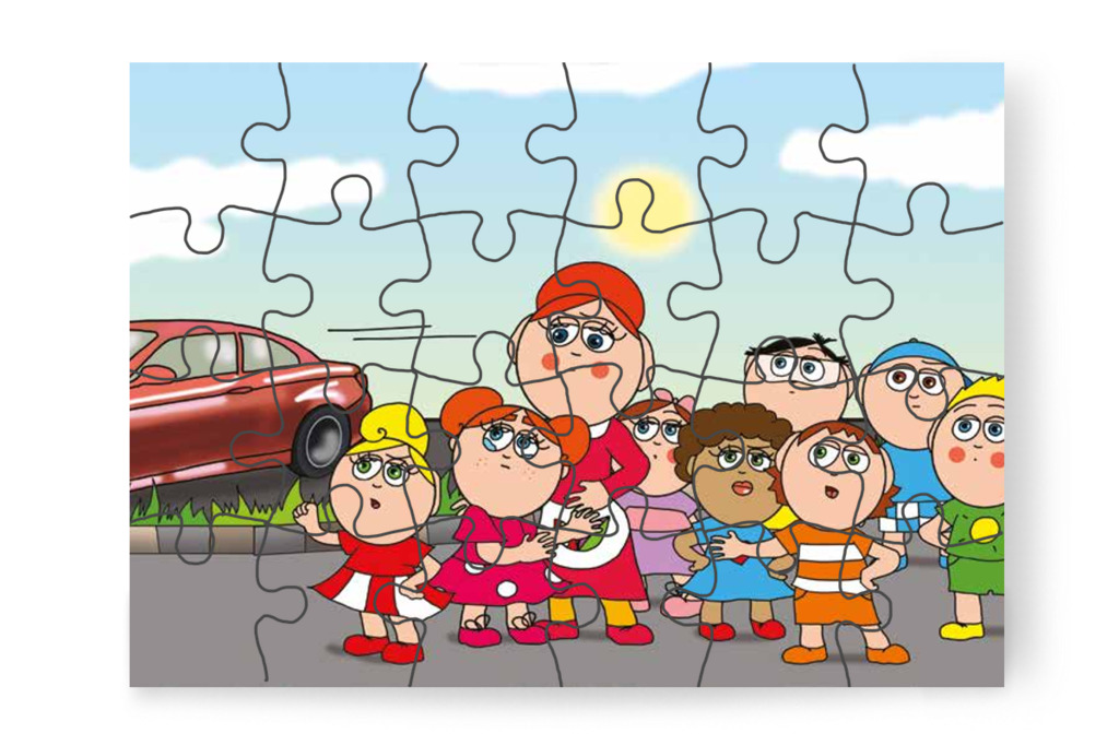 A gyerekek észreveszik Klára félelmét – Klára és a hangos autó puzzle, 24 darab [TC22-09-P24]