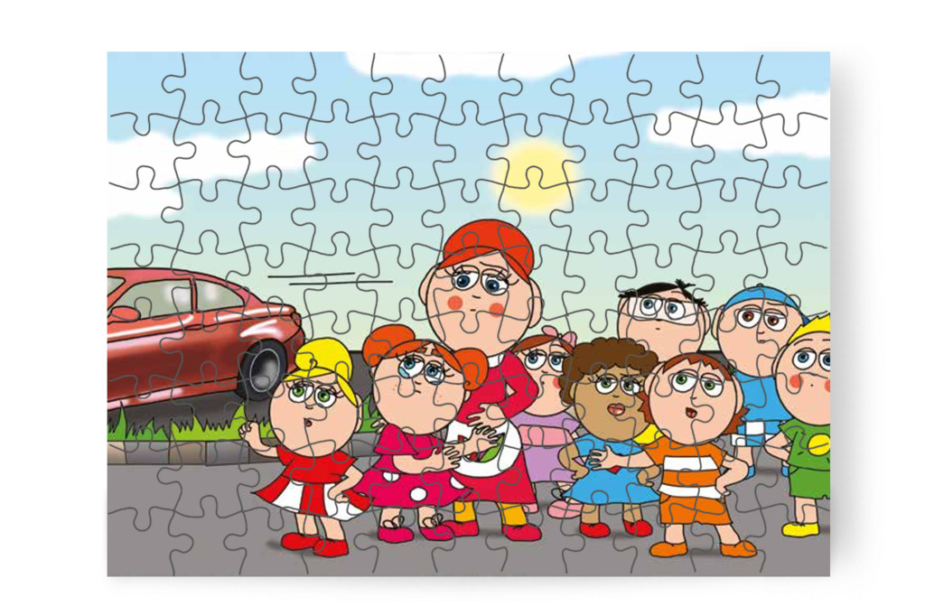 A gyerekek észreveszik Klára félelmét – Klára és a hangos autó puzzle, 88 darab [TC22-09-P88]