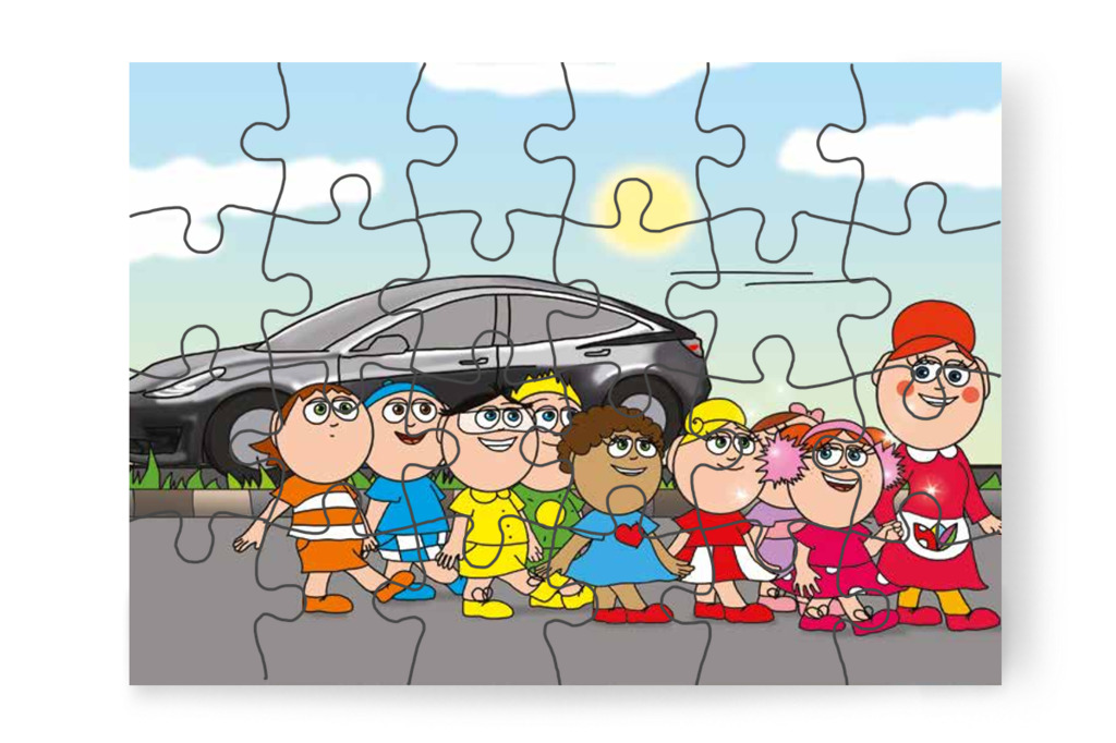A fülvédő tompítja a hangos zajokat – Klára és a hangos autó puzzle, 24 darab [TC22-12-P24]
