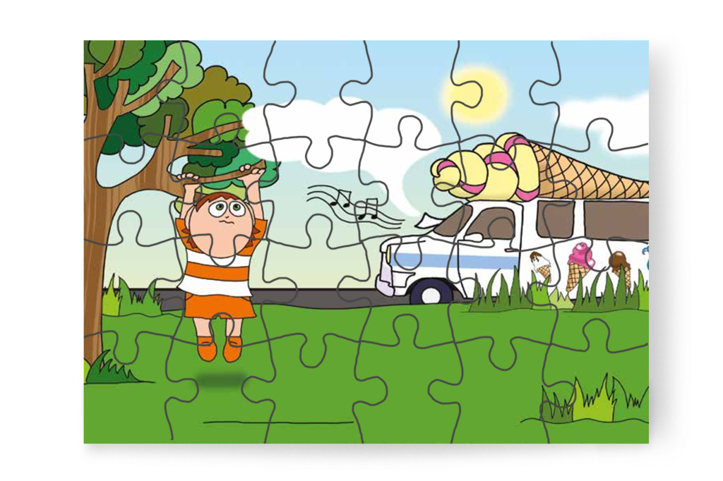A fagyiskocsi hangja Ádámot is megijeszti – Klára és a hangos autó puzzle, 24 darab [TC22-16-P24]