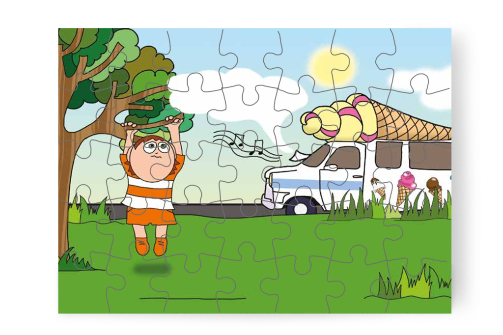 A fagyiskocsi hangja Ádámot is megijeszti – Klára és a hangos autó puzzle, 35 darab [TC22-16-P35]