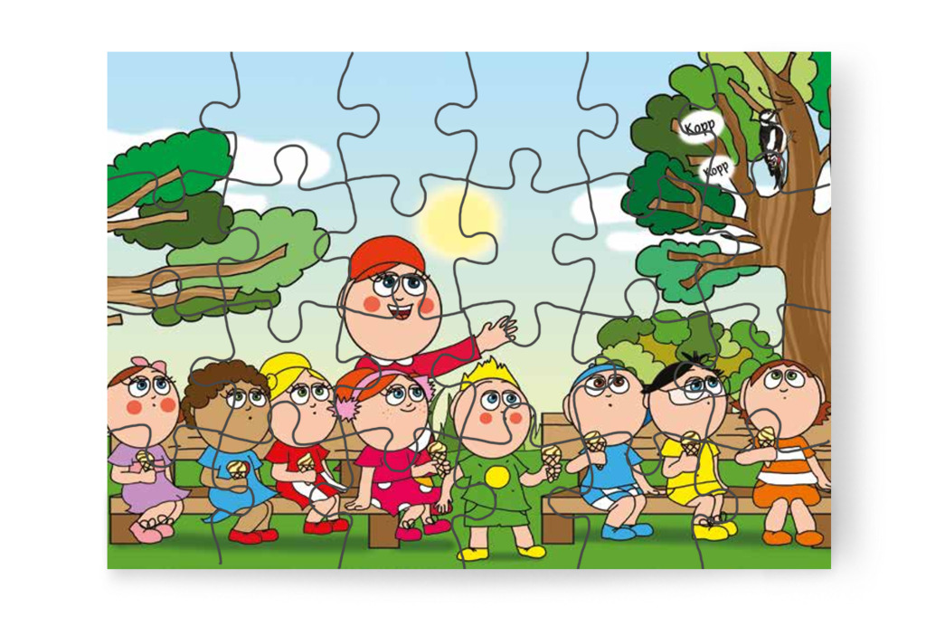 Óvónéni megmutatja a fakopácsot – Klára és a hangos autó puzzle, 24 darab [TC22-22-P24]