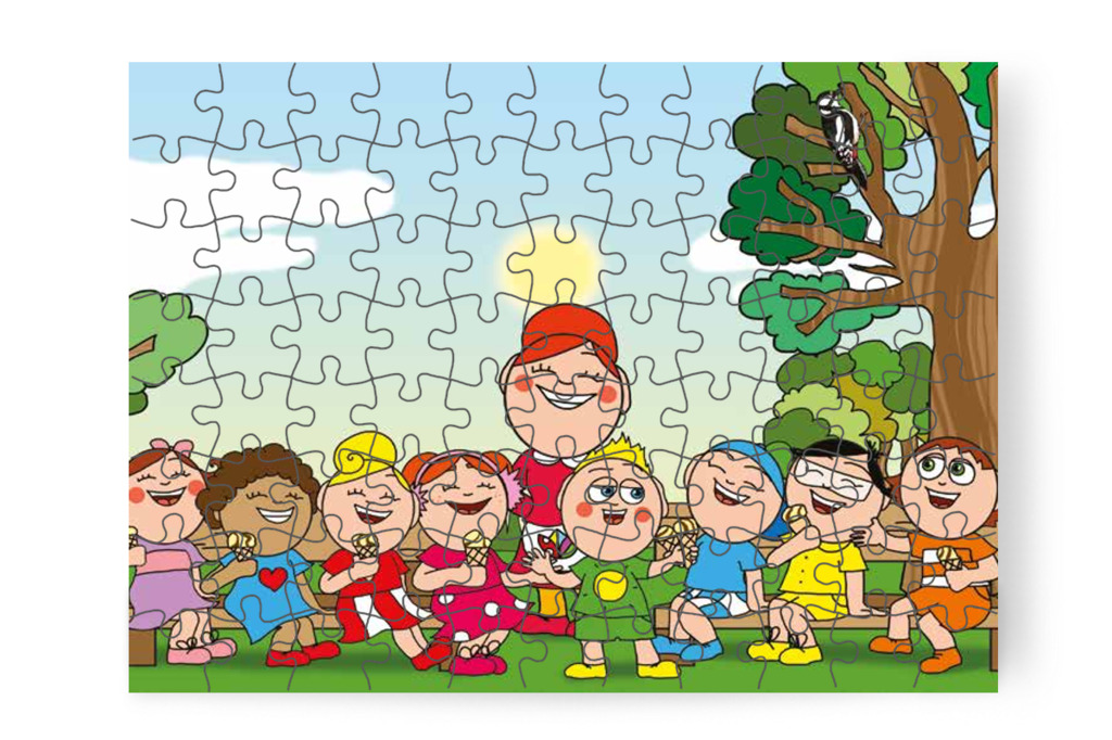 A csoport nevetve zárja a sétát – Klára és a hangos autó puzzle, 88 darab [TC22-23-P88]