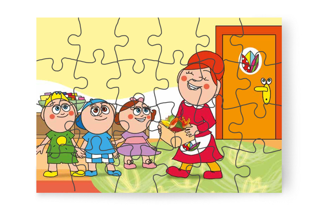 Óvónéni színes faleveleket hoz – Patrik és a kiütések puzzle, 24 darab [TC23-01-P24]