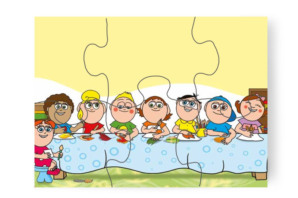 A gyerekek faleveleket festenek – Patrik és a kiütések puzzle, 6 darab [TC23-04-P06]
