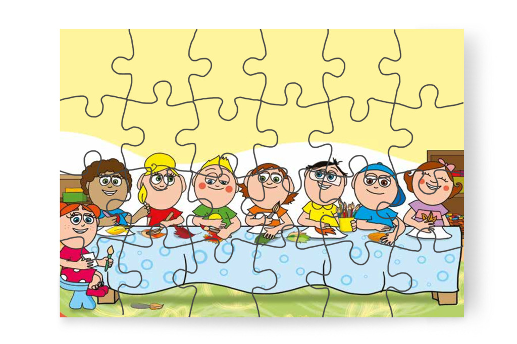 A gyerekek faleveleket festenek – Patrik és a kiütések puzzle, 24 darab [TC23-04-P24]