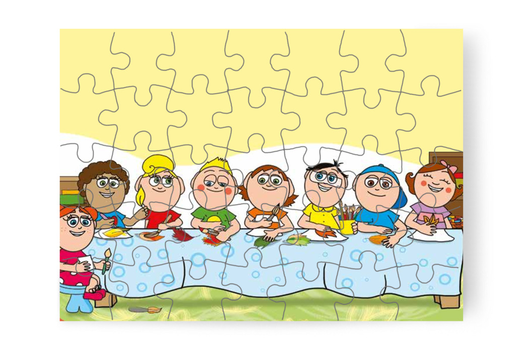 A gyerekek faleveleket festenek – Patrik és a kiütések puzzle, 35 darab [TC23-04-P35]