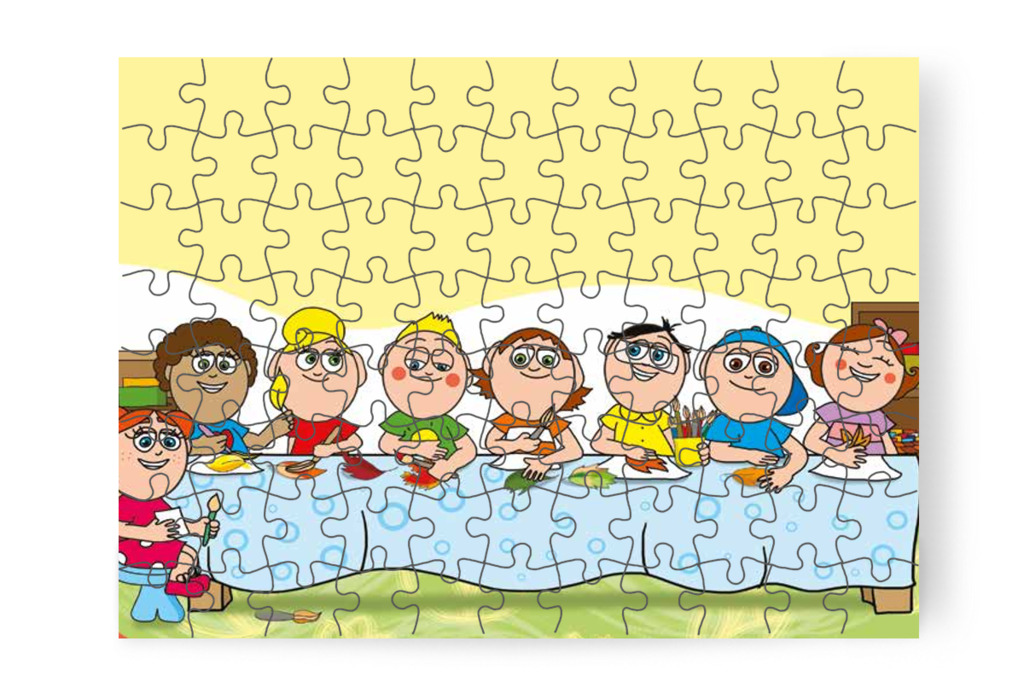 A gyerekek faleveleket festenek – Patrik és a kiütések puzzle, 88 darab [TC23-04-P88]