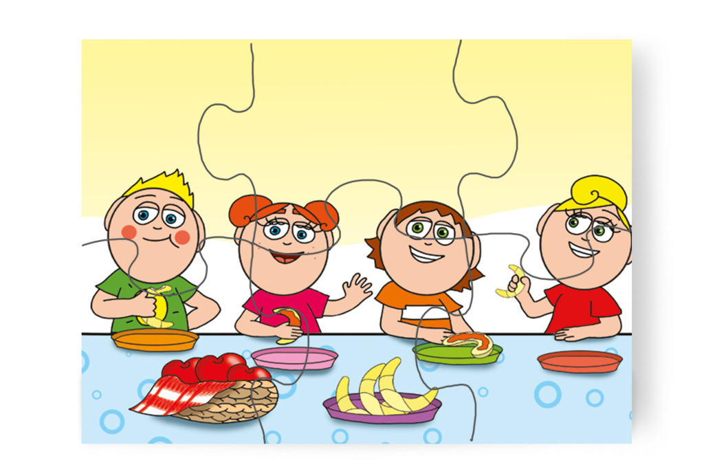 Lekváros kiflit tízóraiznak – Márky szerelmes puzzle, 6 darab [TC24-01-P06]