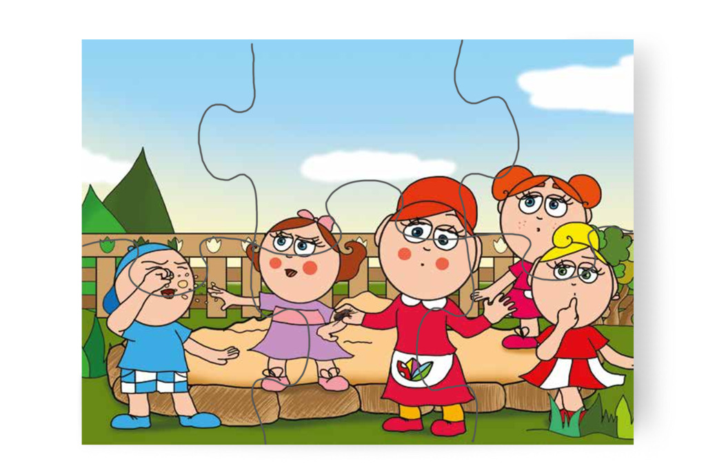 Óvónéni kibogozza a cserebogarat – Márky szerelmes puzzle, 6 darab [TC24-08-P06]