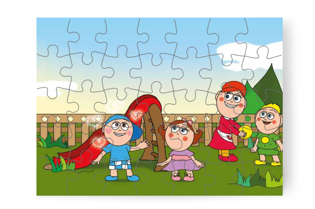 Márky előreengedi Natalit a csúszdánál – Márky szerelmes puzzle, 35 darab [TC24-13-P35]