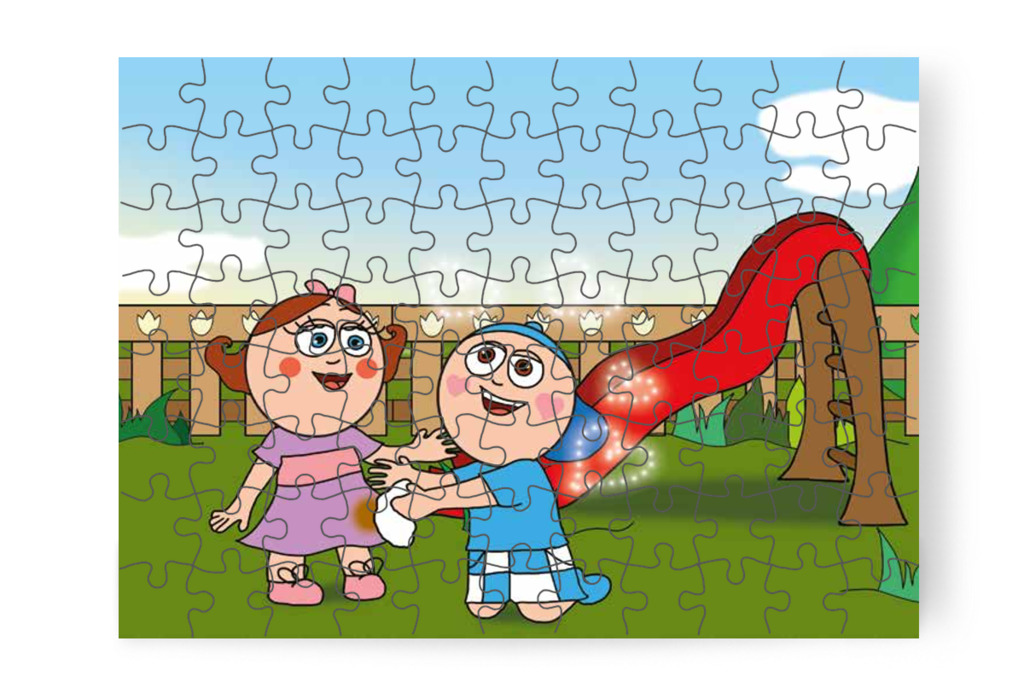 Márky letörli a sarat Natali szoknyájáról – Márky szerelmes puzzle, 88 darab [TC24-14-P88]