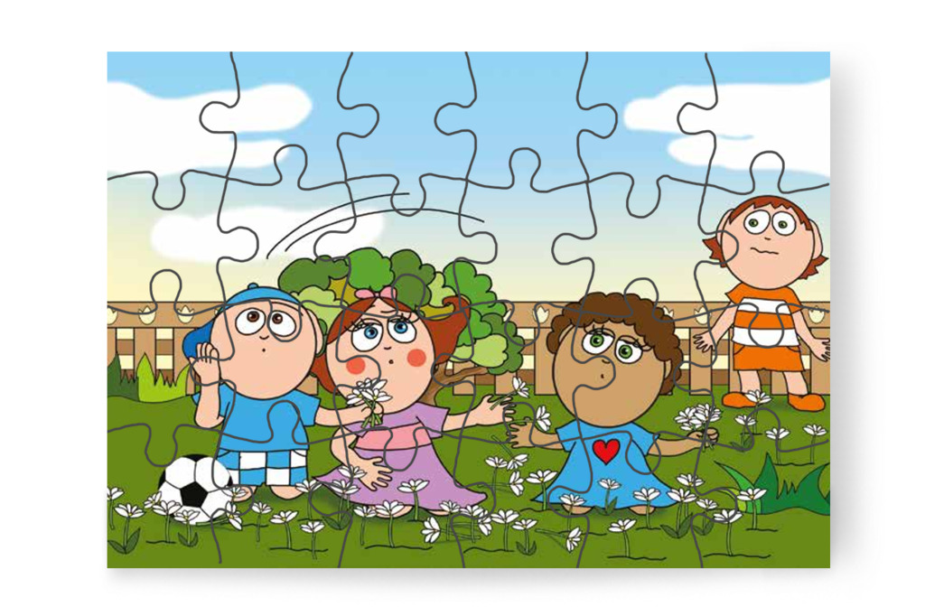 Az eltévedt focilabda szétszórja a virágokat – Márky szerelmes puzzle, 24 darab [TC24-17-P24]