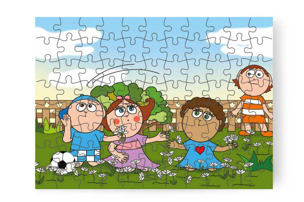 Az eltévedt focilabda szétszórja a virágokat – Márky szerelmes puzzle, 88 darab [TC24-17-P88]