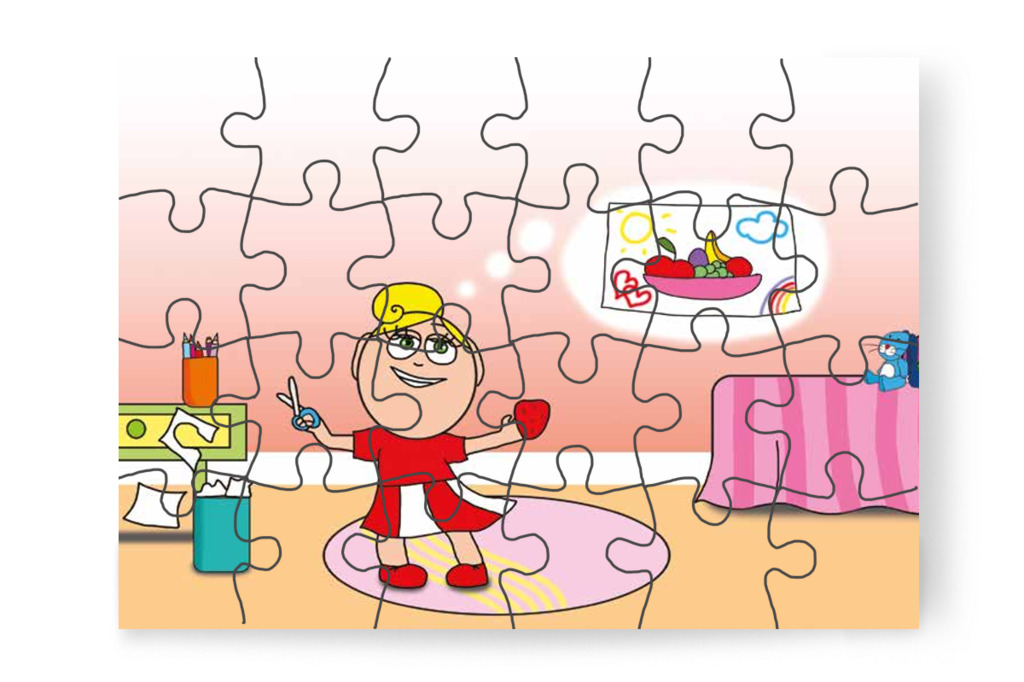 Kata gyümölcsös képet készít – Mikor a gyerekek nem mehetnek az óvodába puzzle, 24 darab [TC25-01-P24]