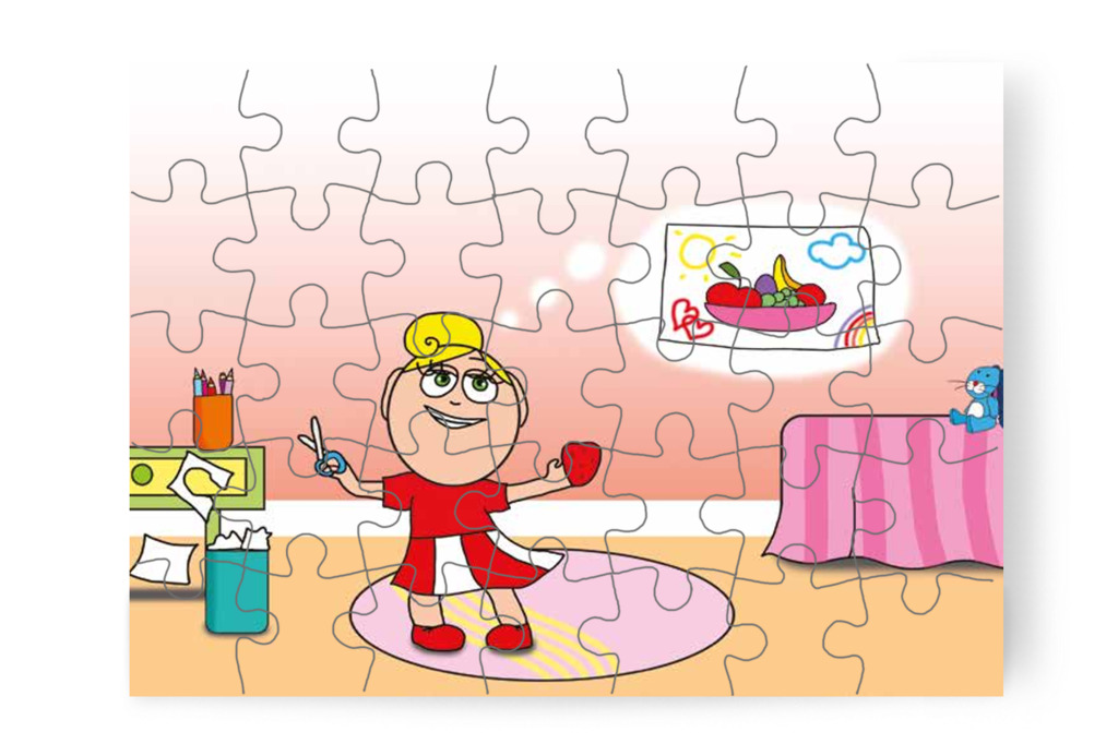 Kata gyümölcsös képet készít – Mikor a gyerekek nem mehetnek az óvodába puzzle, 35 darab [TC25-01-P35]
