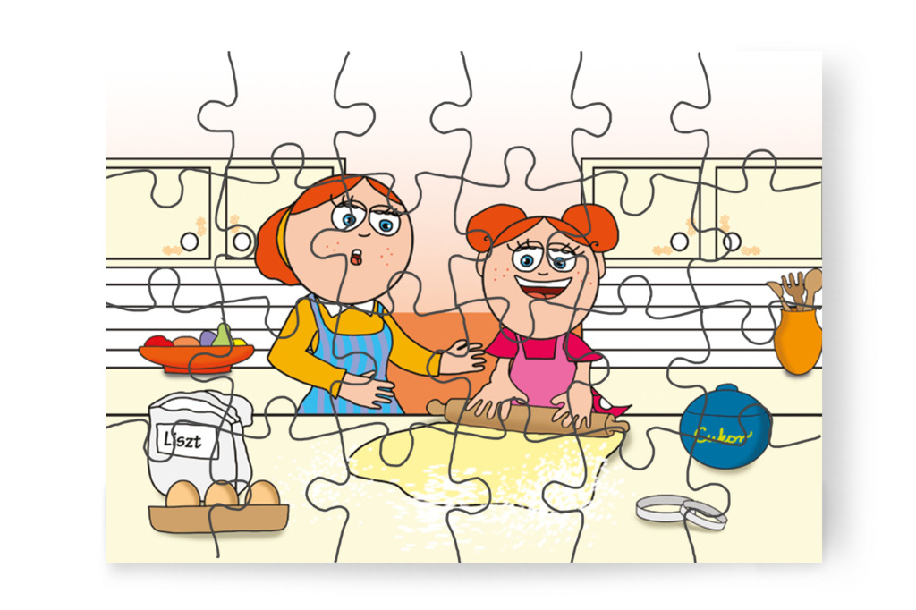 Klára anyukájával süteményt süt – Mikor a gyerekek nem mehetnek az óvodába puzzle, 24 darab [TC25-02-P24]