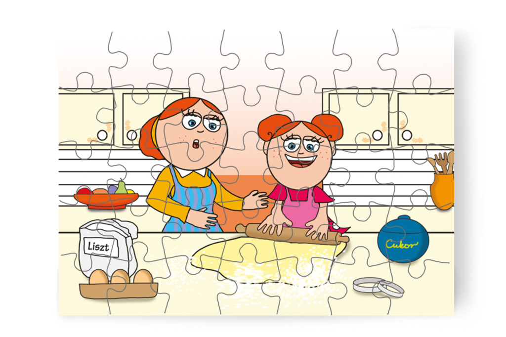 Klára anyukájával süteményt süt – Mikor a gyerekek nem mehetnek az óvodába puzzle, 35 darab [TC25-02-P35]