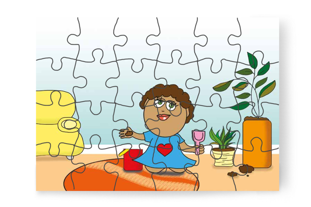 Dolly a nappaliban kertészkedik – Mikor a gyerekek nem mehetnek az óvodába puzzle, 24 darab [TC25-04-P24]