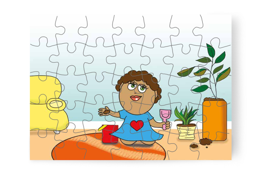 Dolly a nappaliban kertészkedik – Mikor a gyerekek nem mehetnek az óvodába puzzle, 35 darab [TC25-04-P35]