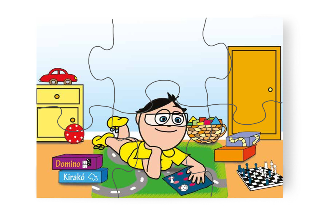 Tamás előveszi a társasjátékait – Mikor a gyerekek nem mehetnek az óvodába puzzle, 6 darab [TC25-05-P06]