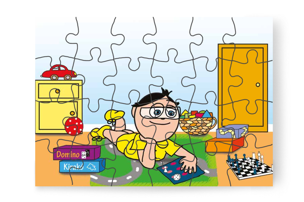 Tamás előveszi a társasjátékait – Mikor a gyerekek nem mehetnek az óvodába puzzle, 24 darab [TC25-05-P24]