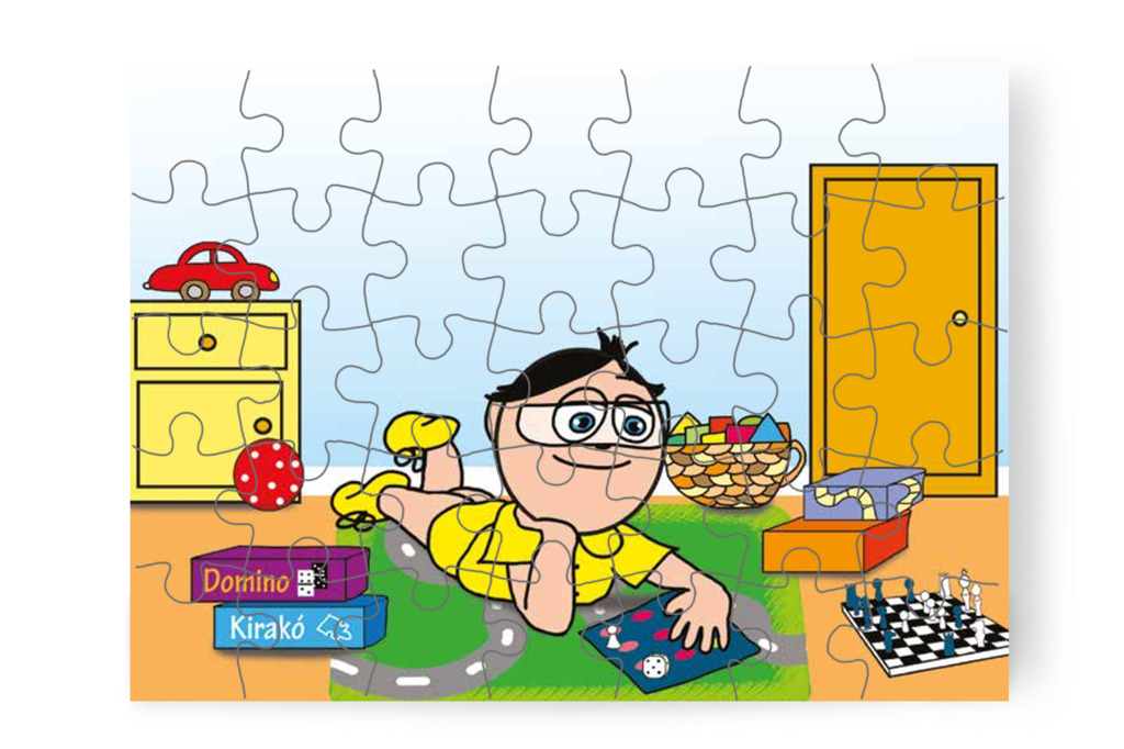 Tamás előveszi a társasjátékait – Mikor a gyerekek nem mehetnek az óvodába puzzle, 35 darab [TC25-05-P35]