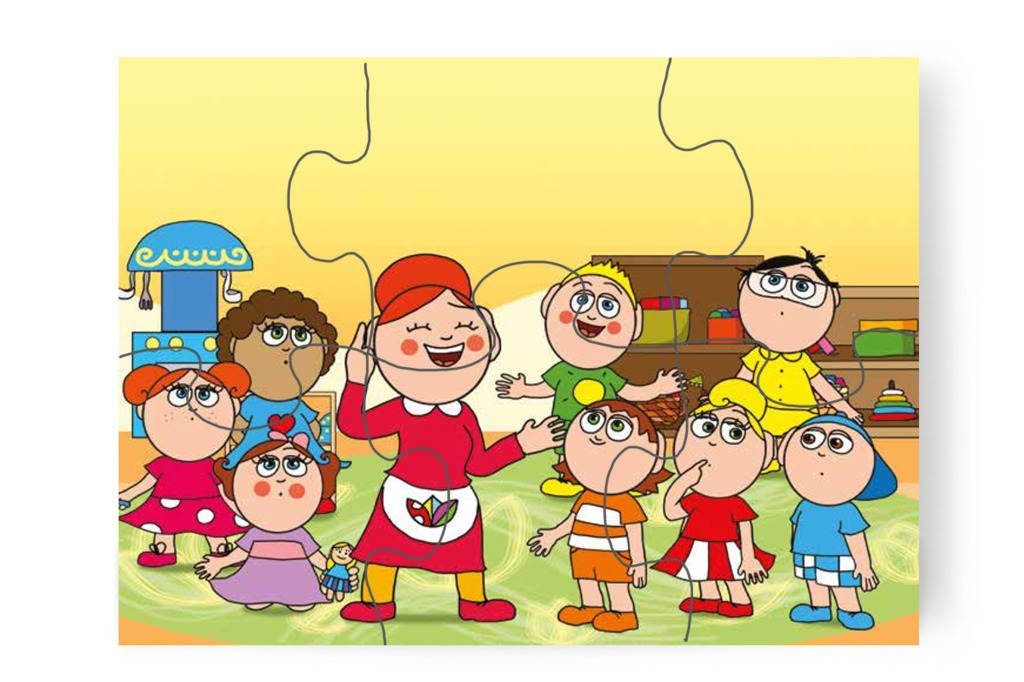 Óvónéni óvodásként babázni kezd – Szerepcsere puzzle, 6 darab [TC29-10-P06]