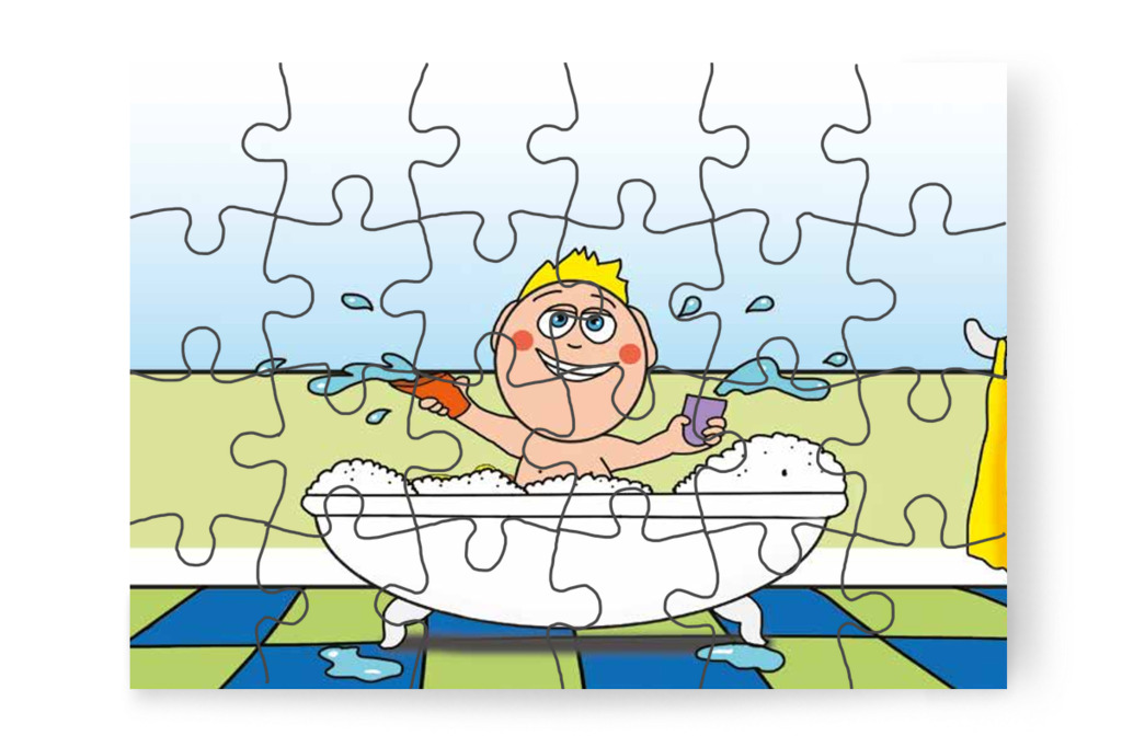 Patrik a habos fürdőben játszik – Mikor a gyerekek nem mehetnek az óvodába puzzle, 24 darab [TC25-06-P24]