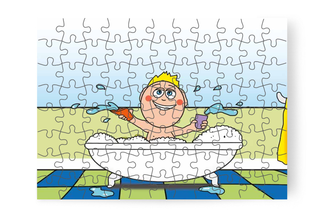 Patrik a habos fürdőben játszik – Mikor a gyerekek nem mehetnek az óvodába puzzle, 88 darab [TC25-06-P88]