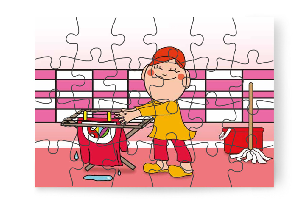 Óvónéni alaposan kitakarít – Mikor a gyerekek nem mehetnek az óvodába puzzle, 24 darab [TC25-09-P24]