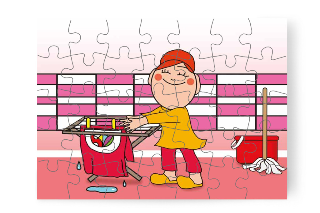 Óvónéni alaposan kitakarít – Mikor a gyerekek nem mehetnek az óvodába puzzle, 35 darab [TC25-09-P35]