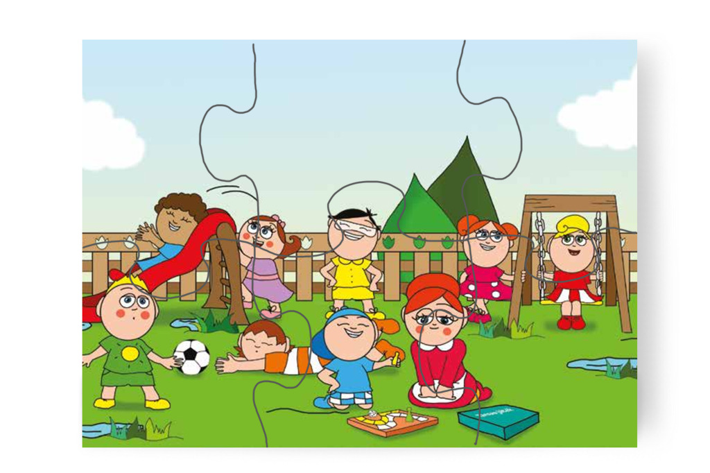 Mindenki másként játszik az udvaron – Szerepcsere puzzle, 6 darab [TC29-12-P06]