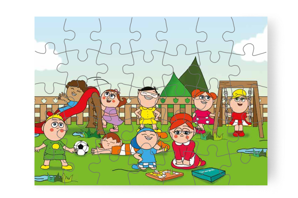 Mindenki másként játszik az udvaron – Szerepcsere puzzle, 35 darab [TC29-12-P35]