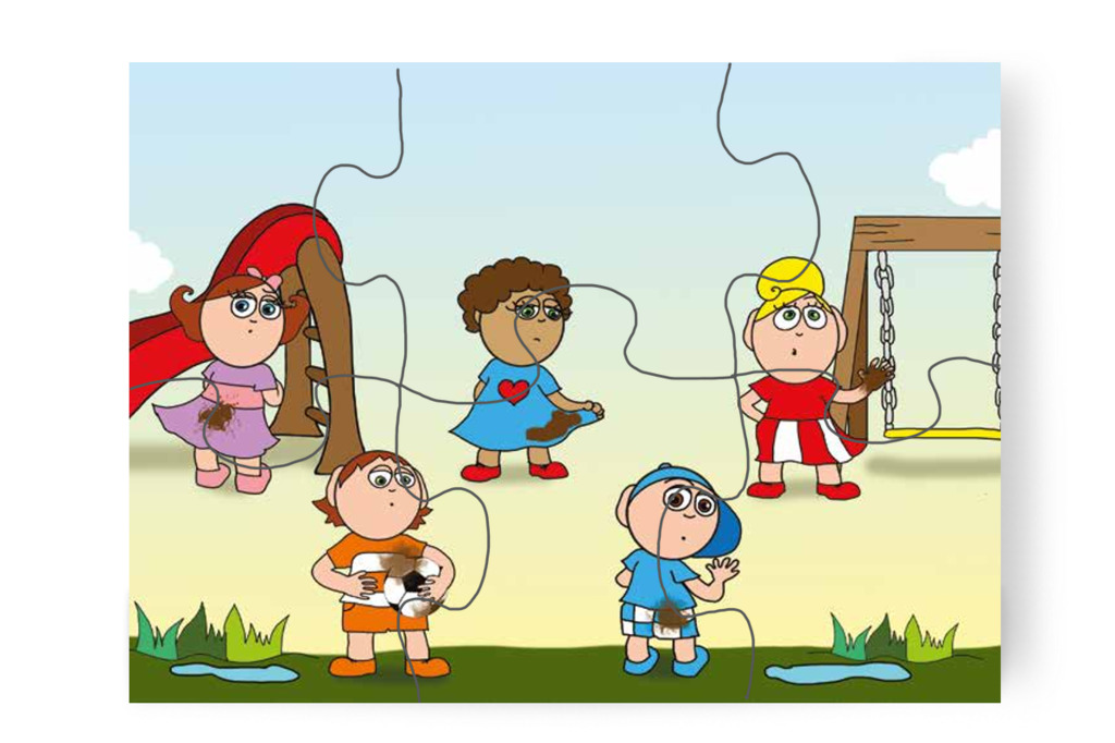 Az udvar még nedves és sáros – Szerepcsere puzzle, 6 darab [TC29-13-P06]