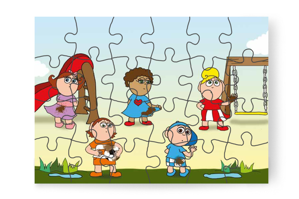 Az udvar még nedves és sáros – Szerepcsere puzzle, 24 darab [TC29-13-P24]